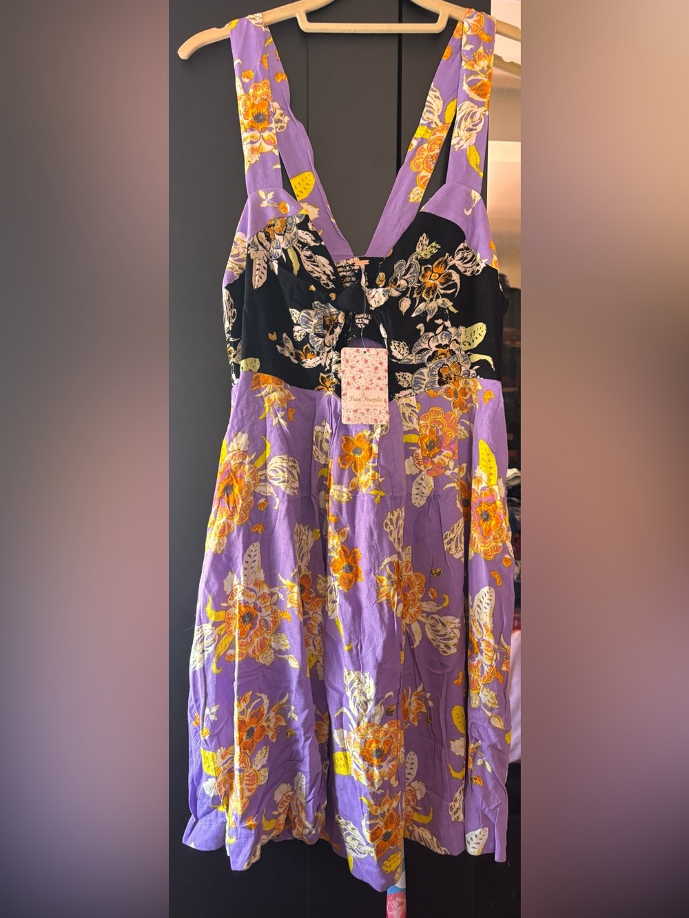NWT Free People Bandeau Purple Floral mini Sundress
